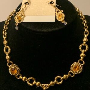 VENDOME/CORO Gold Jewelry Set with Amber Accents